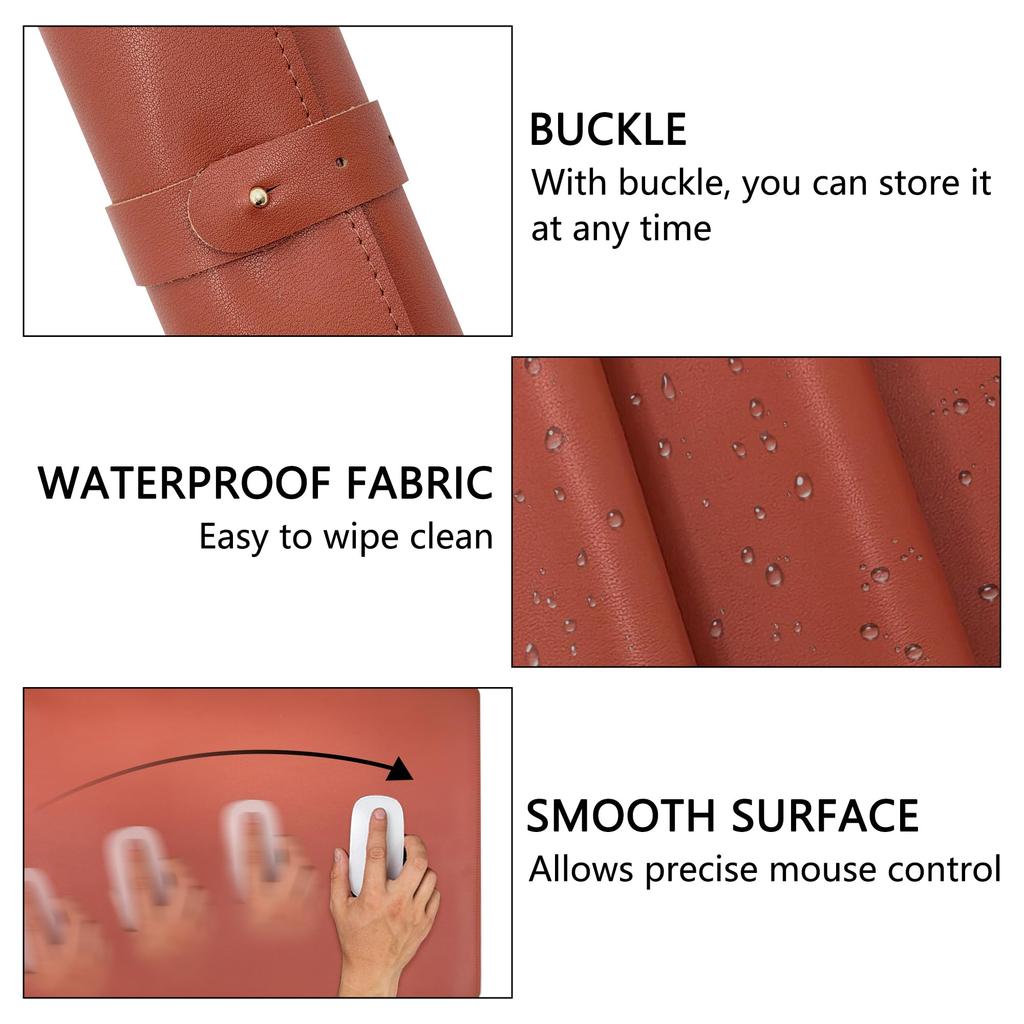 Musiin Premium PU Leather Desk Mat for Music Studios – Soft Foldable Surface with Free Coasters, Easy To Clean, Large Keyboard Pad for Work or Play