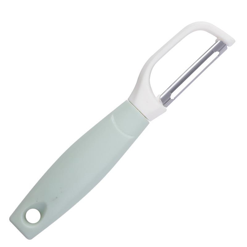 

Kitchen Tool Set: Colander, Melon Grater, Ice Cream Spoon, Fruit Peeler, and Stainless Steel Corn Grater with Plastic Handles.
