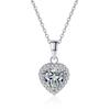 6.5mm Heart Cut Halo Moissanite Pendant Necklace S925 Sterling Silver For Women