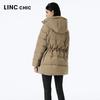 Parka mi-longue ample à capuche pour femme Jinyujie