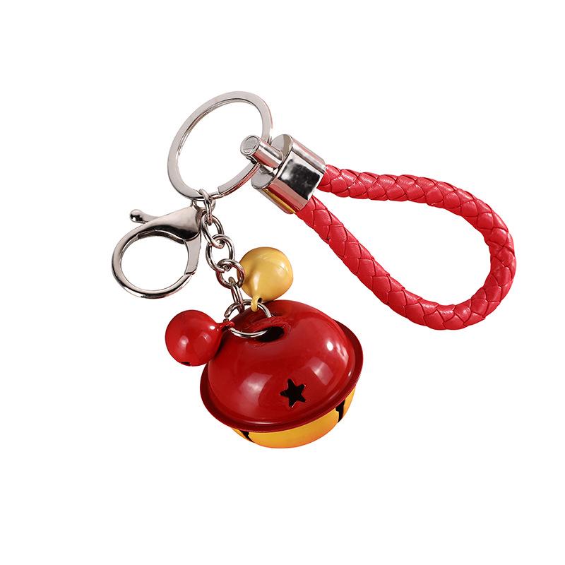 Stylish Couple Leather Cord Bell Keychain Charm - Multi-Color Fashion Accessory