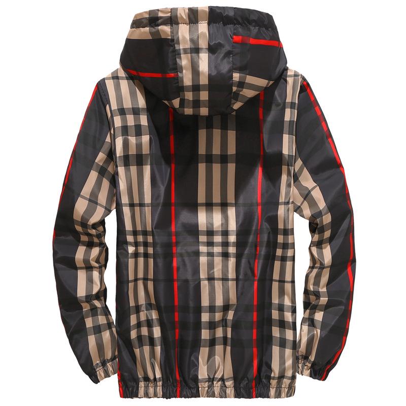 6681 Jarní Nová Pánská Kostkovaná Ležérní Bunda s Kapucí - Dospívající Student Plus Size Trend