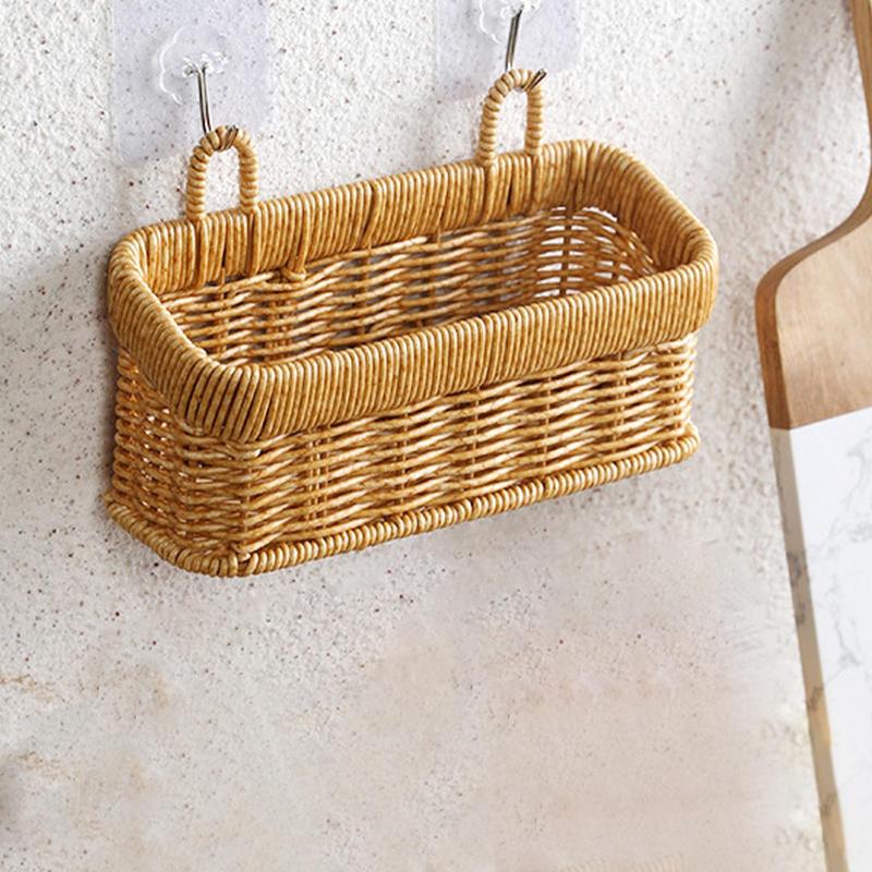 Wall Hanging Basket, Boho Style Hand-Woven Hanging Storage Baskets Ideal for Boho Room Decor, Kitchen, Garden, and Living Room