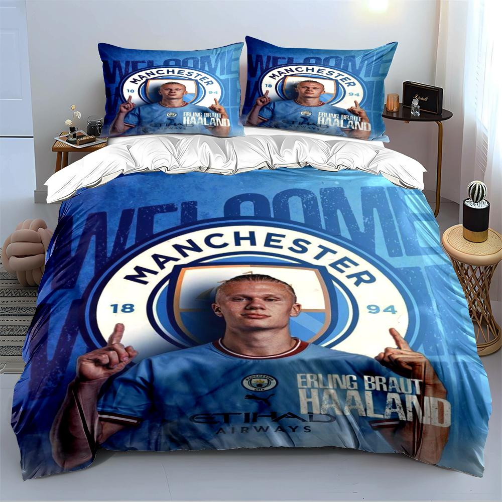 Set Biancheria da Letto Manchester City Copripiumino Federe Decorazione per la Casa (1 * Copripiumino 2 * Federe, senza piumino)