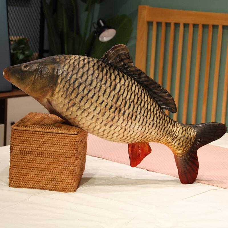 Simulering Funny Fish Plysj Leker Kjempe Utstoppet Myk Dyr Karpe Plysjpute Kreativ sovepute for barn Jenter Julegave