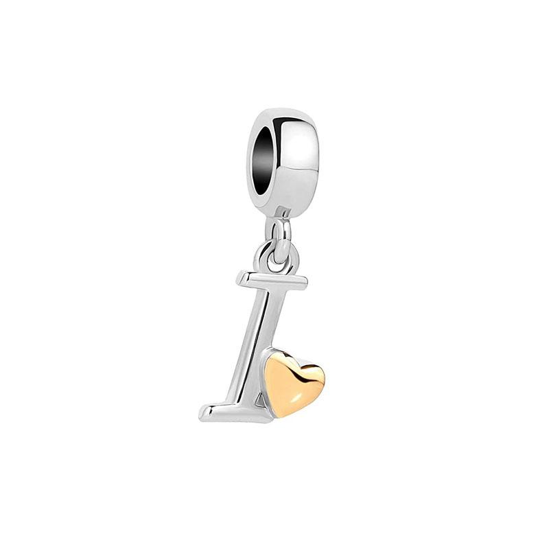 New Plated Copper Letter Alphabet A-Z Dangle Charm Beads Fit Original Pan Charms Bracelet Pendant Women Diy Jewelry