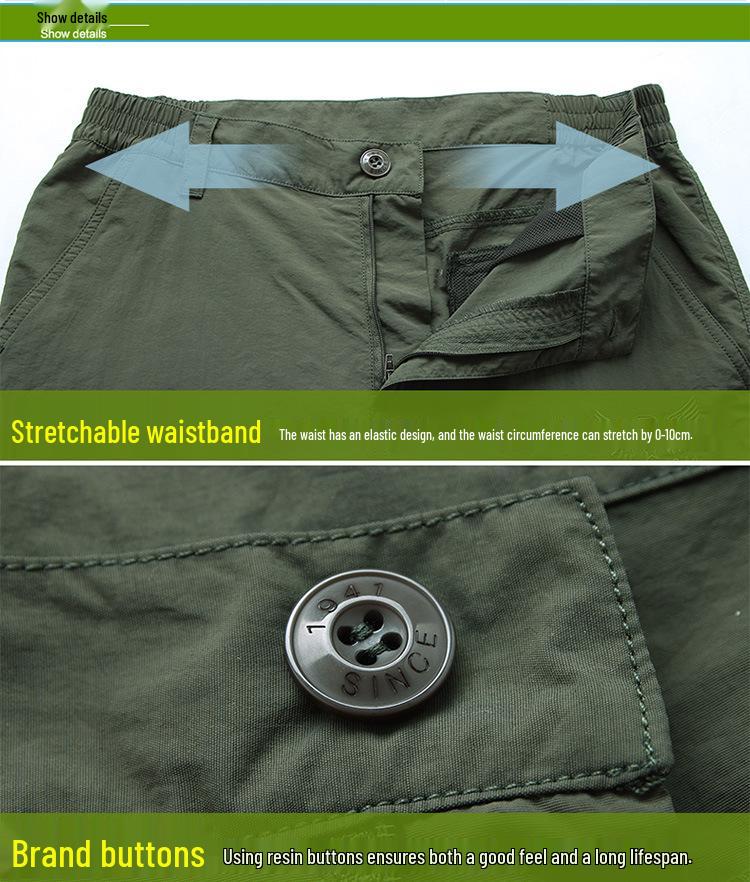 Men's Quick-Drying Multi-Pocket Sports Pants - Plus Size, Casual Long Style for Outdoors.