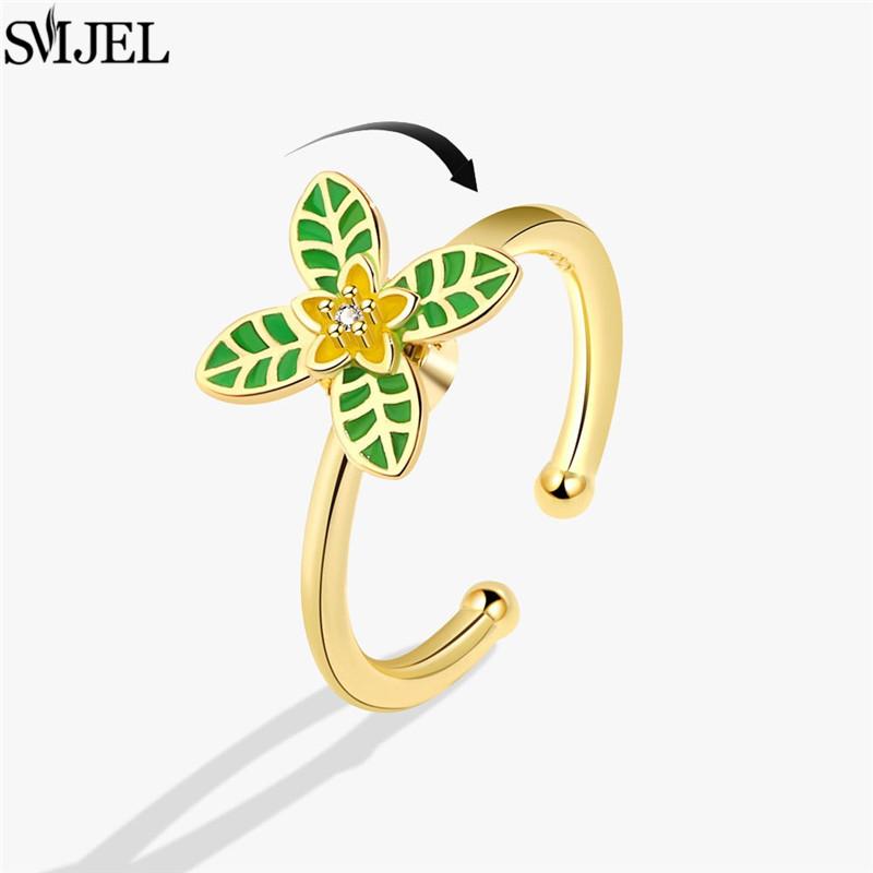 Etnisk Mote Tusenfryd Blomst Angstring Justerbar Dame Jenter Bekymring Stresslindring Smykker Spinnende Fidget-ringer Festgaver
