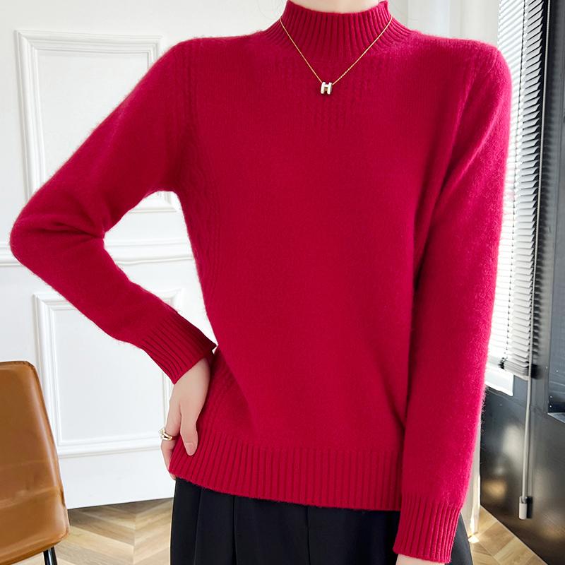 

Women s Cashmere Sweater Qinghe Cashmere 30% Cashmere 70% Wool Autumn and Winter Cashmere Pullover Thickened Soft and Warm XXL червоний