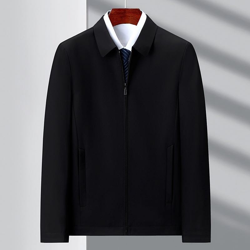 Jaquetas masculinas de alta qualidade para primavera e outono, jaquetas masculinas de seda amora com lapela casual para pais de meia-idade e idosos