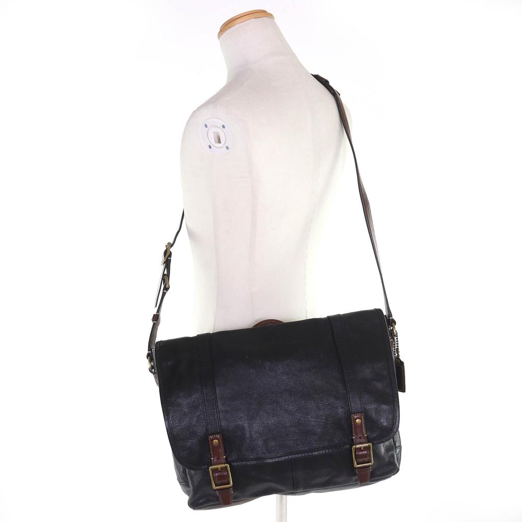 Tolle COACH Schultertasche HARRISON LEATHER MEDIUM MESSENGER schwarz 70386 Gebraucht