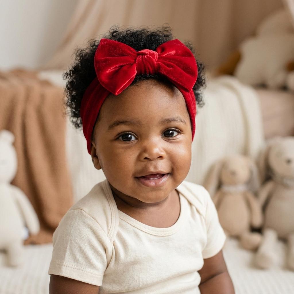 New European and American Winter Baby Girl Children s Nylon Velvet Bow Headband 1 белый