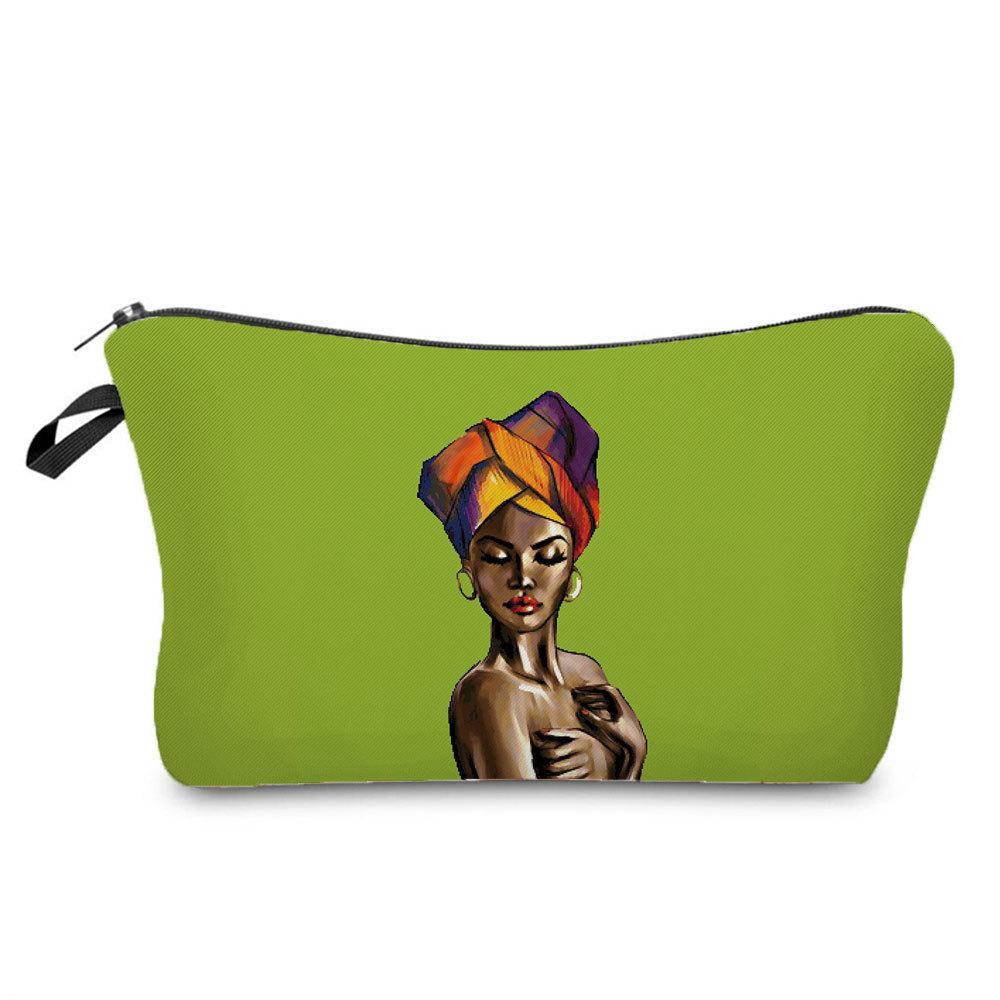 Women Black Girl Print Cosmetic Bag Toiletries Organize Travel Storage Case 6397