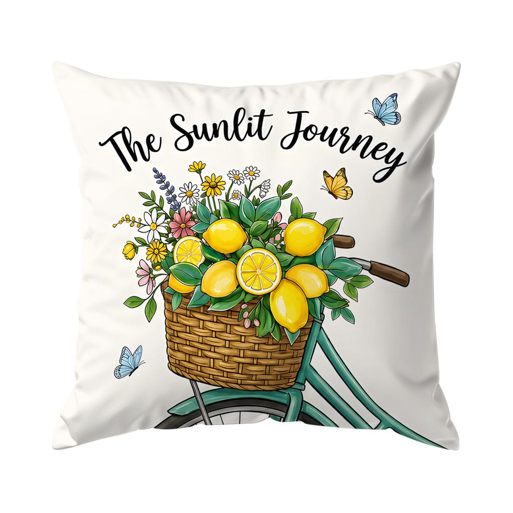 4pcs Navy Lemon Stripe Pattern Cushions Pillowcase Polyester Cushion Cover Throw Pillow Pillowcover Home Car Sofa Decor