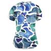 Fashion V-neck Women's Short Sleeved Work Clothes With Pocket Printed Loose Top