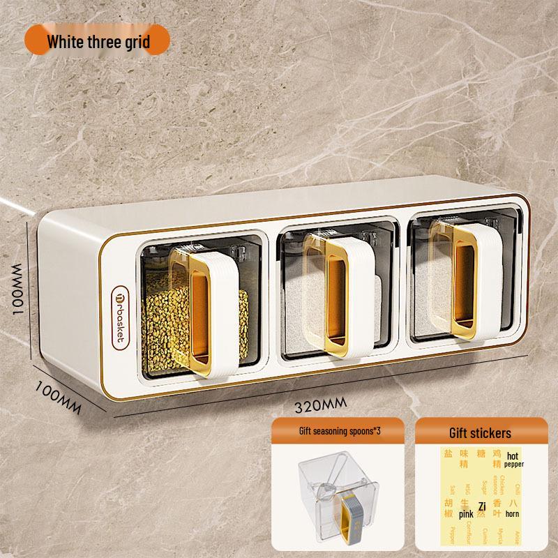 Wall-Mounted Kitchen Spice Jar Set with Salt & MSG Storage