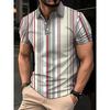 2026 Summer Men's Polo Shirt with Stripes Print Breathable Lightweight Casual Fashionable Outdoor Men's Clothing