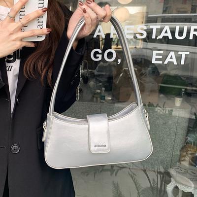 Bolsas de ombro femininas simples para deslocamento diário, estilo nicho, cor sólida, bolsas femininas com alça superior, novas bolsas de couro femininas com axilas