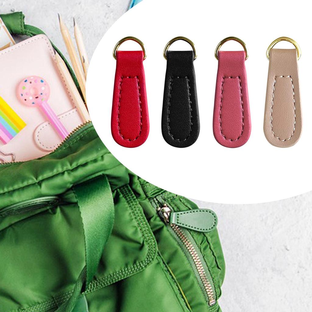 2 Pieces Zipper Pulls PU Leather Replacement Zipper Parts Zip Puller Tag for Luggage Handbags Suitcase Jacket Accessories