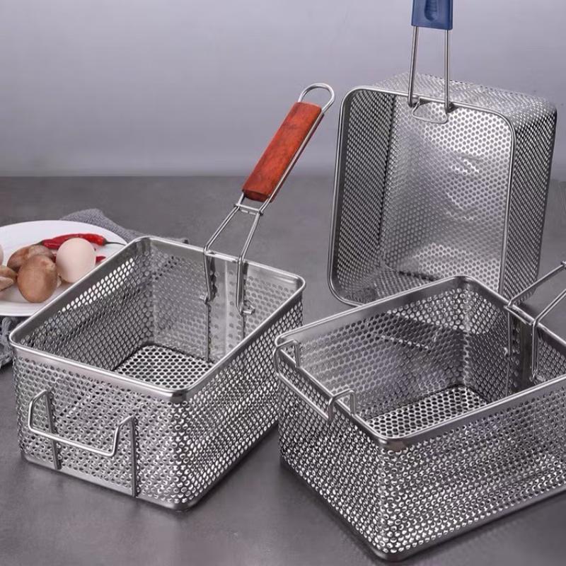 Stainless Steel Round Frying Basket & Colander