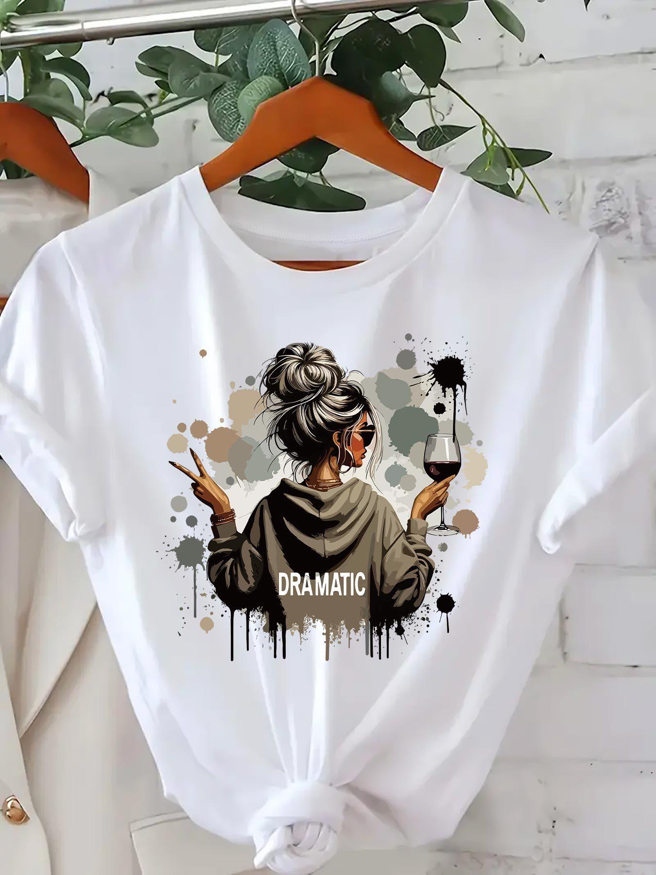 

Casual Daily Combining Trendy Prints Comfortable Neckline Women S Stylish Printed Short-Sleeve T-Shirt with 4XL