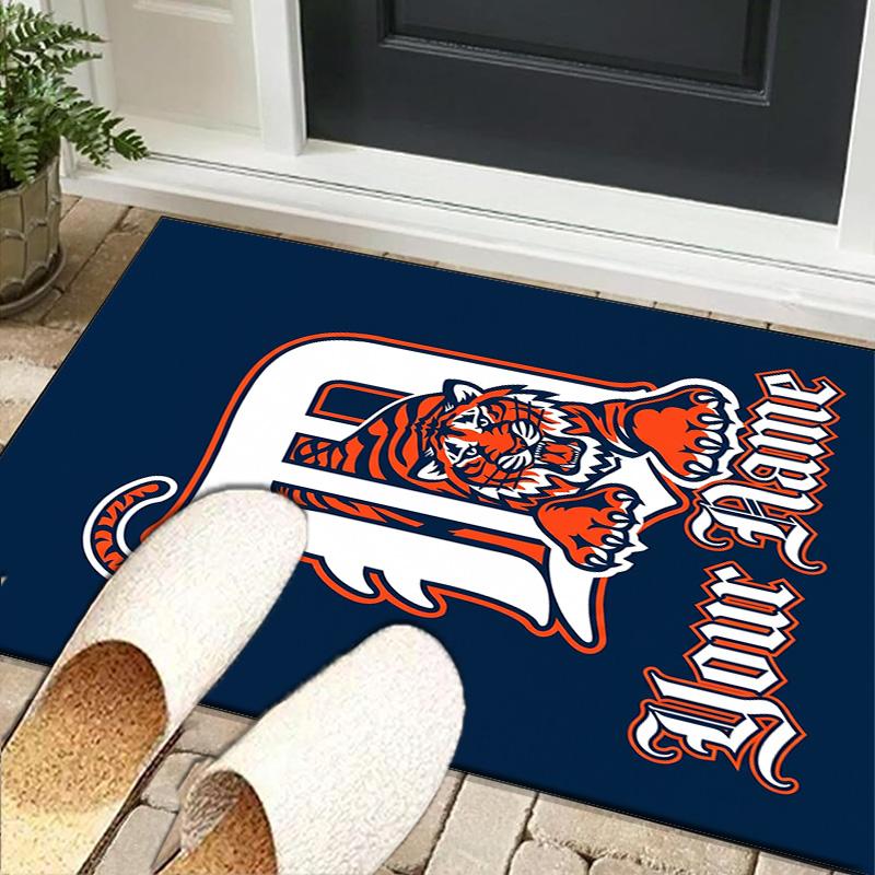 Custom NameDetroit Tigers Emblem Carpet, Indoor Rug, Chair Rug, Living Rooms, Doormat Made From Polyester Home Decor Birthday Christmas Gifts