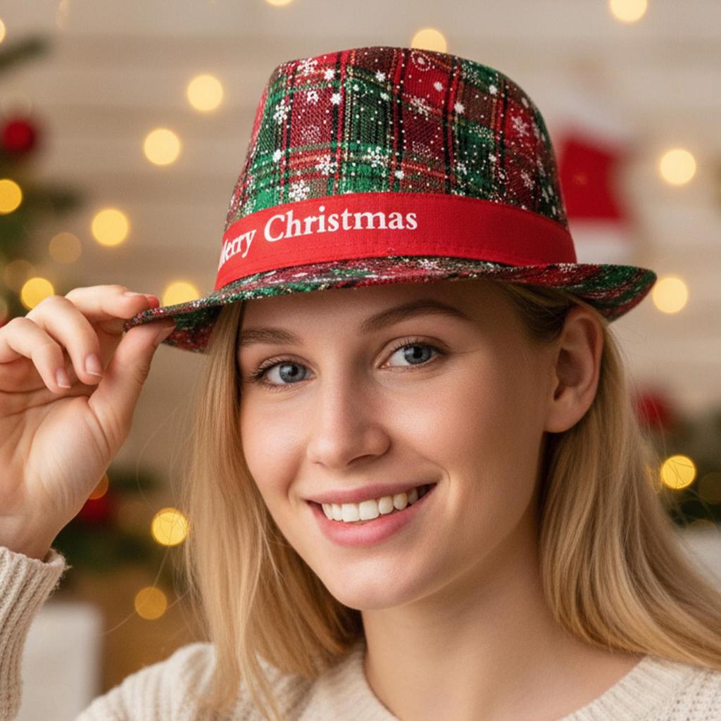 Christmas Fedora Hats For Women Foldable Classic Festive Headwear Christmas Headwear For Family Men Women Teens Party Winner