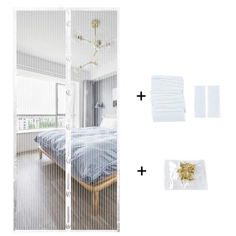 

Автоматически закрывающаяся дверная сетка-занавеска, антимоскитная сетка, дверной экран, универсальная магнитная сетка-занавеска, вентиляционная пылезащитная сетка 80X210cm белый