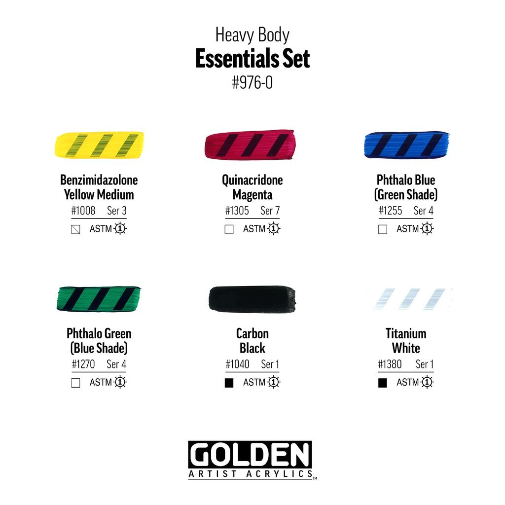 Golden Acrylic Heavy Body 59ml 0976 Essential 6 Color Set 13100976