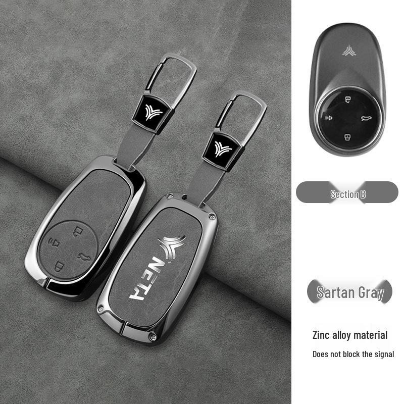 Nezha V Key Case - GT High-End Pro Full Wrap Metal Protective Shell with Buckle for New Energy Vehicles.