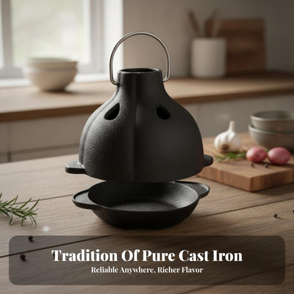 Cast Iron Garlic Roaster Heavy-Duty Versatile for Home Chefs