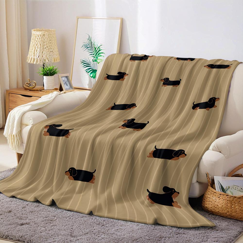 Jmg Household Supplies Unisex Coral Stripe Dachshund Flannel Blanket Warm Soft Halloween Christmas Couch Warm Cozy Decorative Decor Gift For All Season
