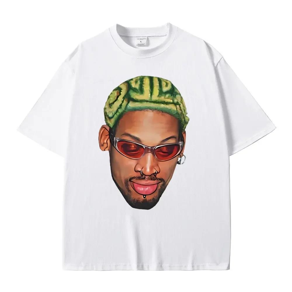 Der Wurm Dennis Rodman Kopf Grafik T-Shirt Männlich Vintage Übergroß Basketball Jungen T-Shirt Herren Hip Hop Mode Street T-Shirts
