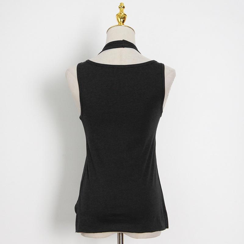 

Женская летняя новинка 2021 года, однотонная короткая подтяжка из двух частей, короткая майка с короткими рукавами L чёрный