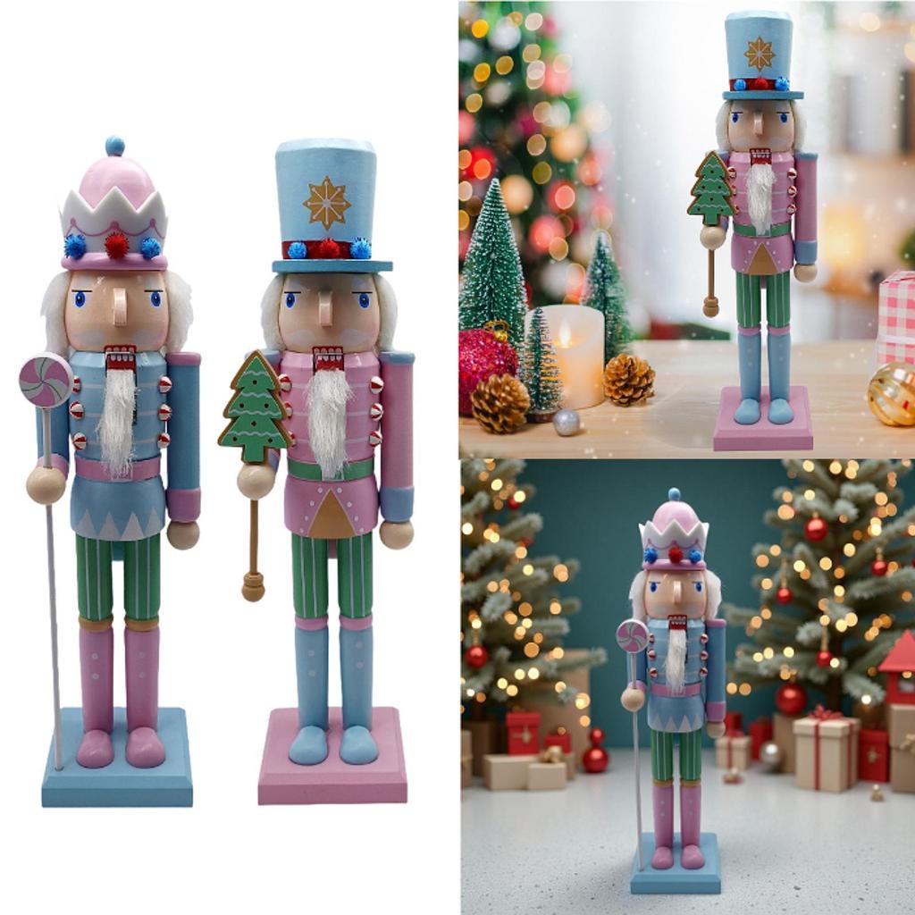 Wooden Christmas Nutcracker Ornament Freestanding Party Favors 15 inch Xmas Decor Xmas Nutcracker Figures for Christmas Table