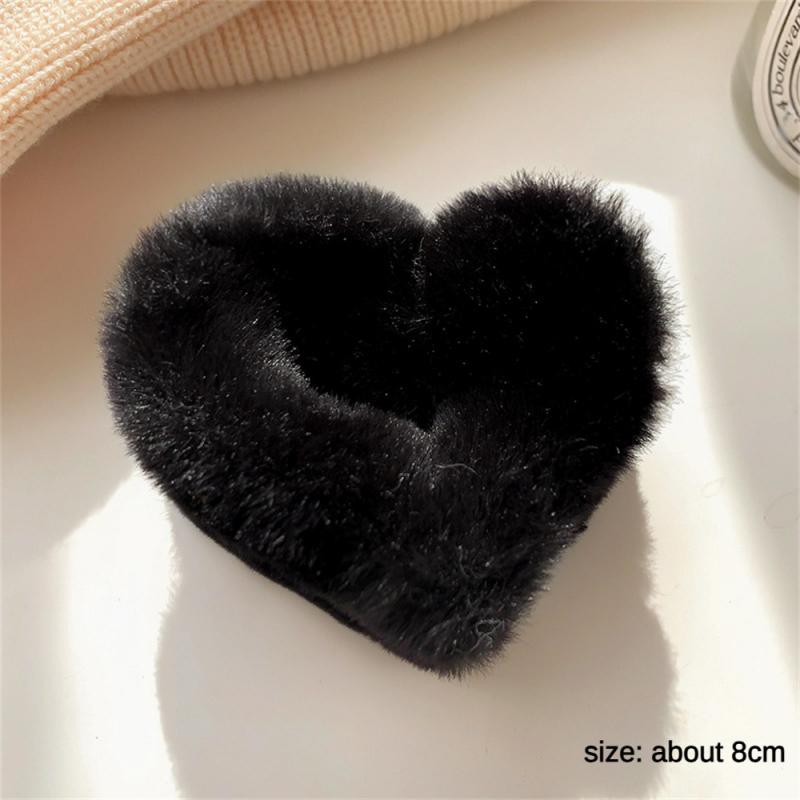 1/2/3Pcs Plush Heart Hair Clips For Women Autumn Winter Fur Hair Crab Clip Elegant Shark Hair Claws Headwear Hair Accessories