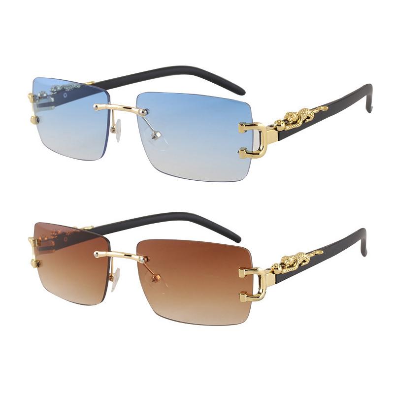 2Pcs/set Fashionable Frameless Sunglasses Women Men Small Rectangular Personalized Sunglasses for Daily Life Vintage Sun Glasses