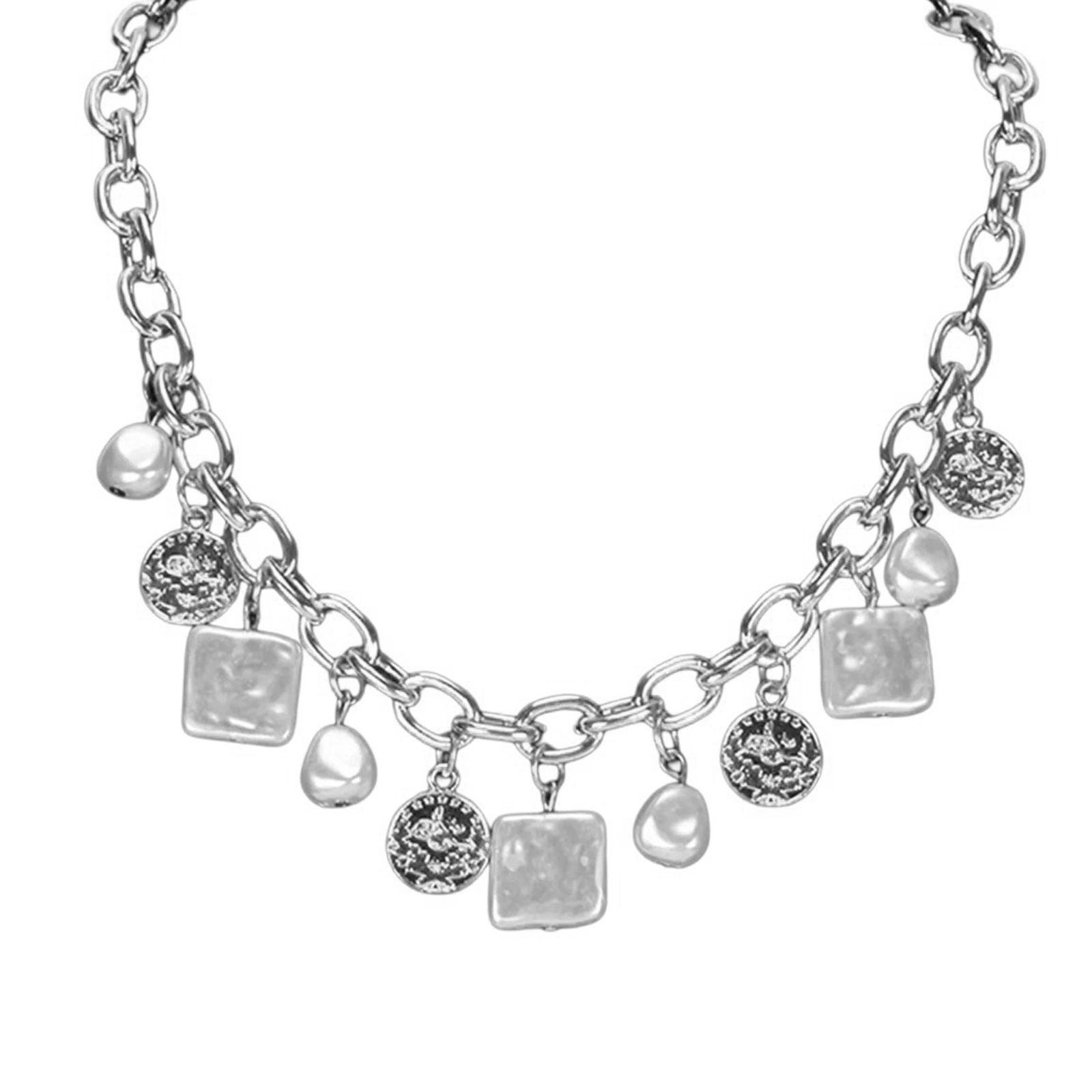 

Sophisticated Necklace Geometric Pendant Necklace Chain Necklace Alloy Texture Elegant Jewelry Suitable for Women срібний