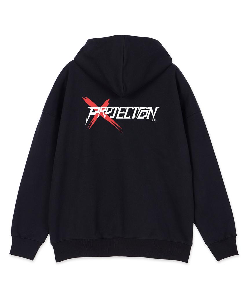 Astral Projection Projection X Oversized Wide Shoulder Zip-Up Hoodie_Black