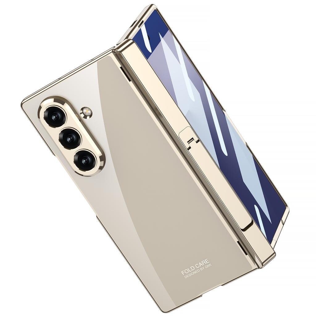 Magnetisches Klappständer-Case für Samsung Galaxy Z Fold 7 6 5 Außendisplay Glas Beschichtung Transparentes Hartschalen-Cover für Galaxy Z Fold7 Case