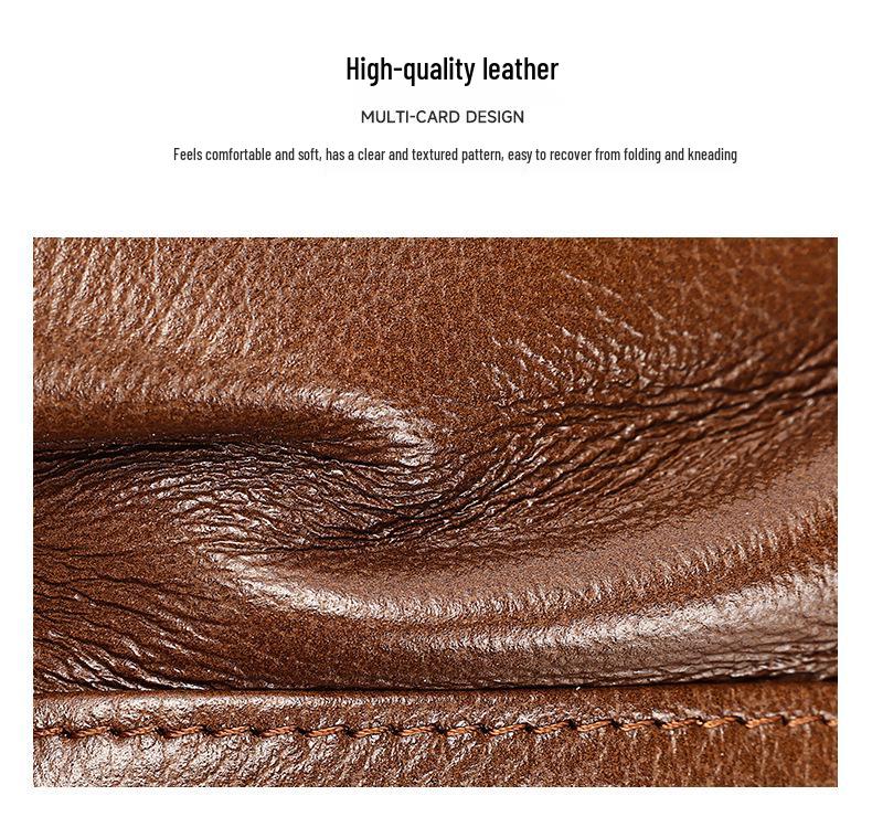 Men's Premium Cowhide Leather Wallet - Retro Style with Multiple Card Slots