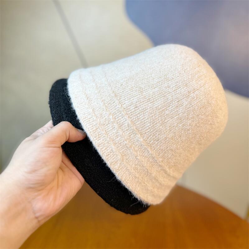 Cozy Wool Bucket Hat with Beige Trim - Lightweight, Cold-Resistant, for Autumn and Winter, Perfect for Casual or Formal Occasions, Winter Headwear
