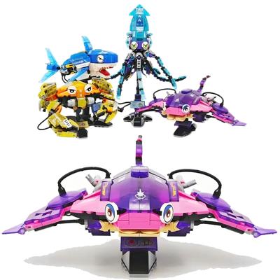 Set de Bloques de Construcción Temática Océano Calamar Tiburón Manta Raya Cangrejo Compatible Juguete Educativo de Desarrollo Regalo Regalo de Navidad para Niños