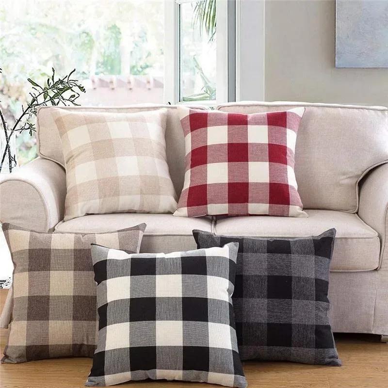 6 Colors Comfortable Sofa Cushion Cover Plaid Pattern Pillow Case Cover European Modern Pillow Cushion Cases for Home Bed,Sofa