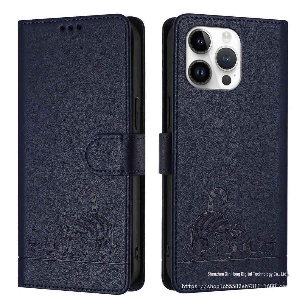 Anti-Diebstahl Leder Flip Wallet Hülle für iPhone 15 Pro Max, 13/14