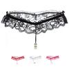 Lingeries Sexy G-String Women's Thongs Sexy Pearl Beaded Underwear for Women Low Waist T Shaped Crotchless Woman Lace Lingerie