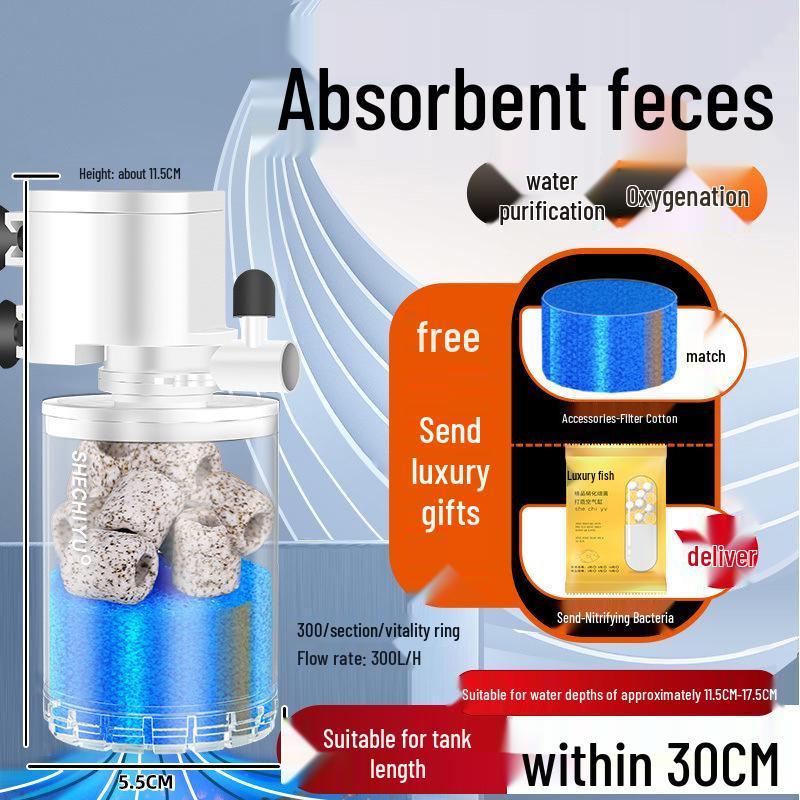 Silent Aquarium Filter: Submersible 3-in-1 Water Purifier, Circulator, and Oxygen Pump with Poop Suction Feature.