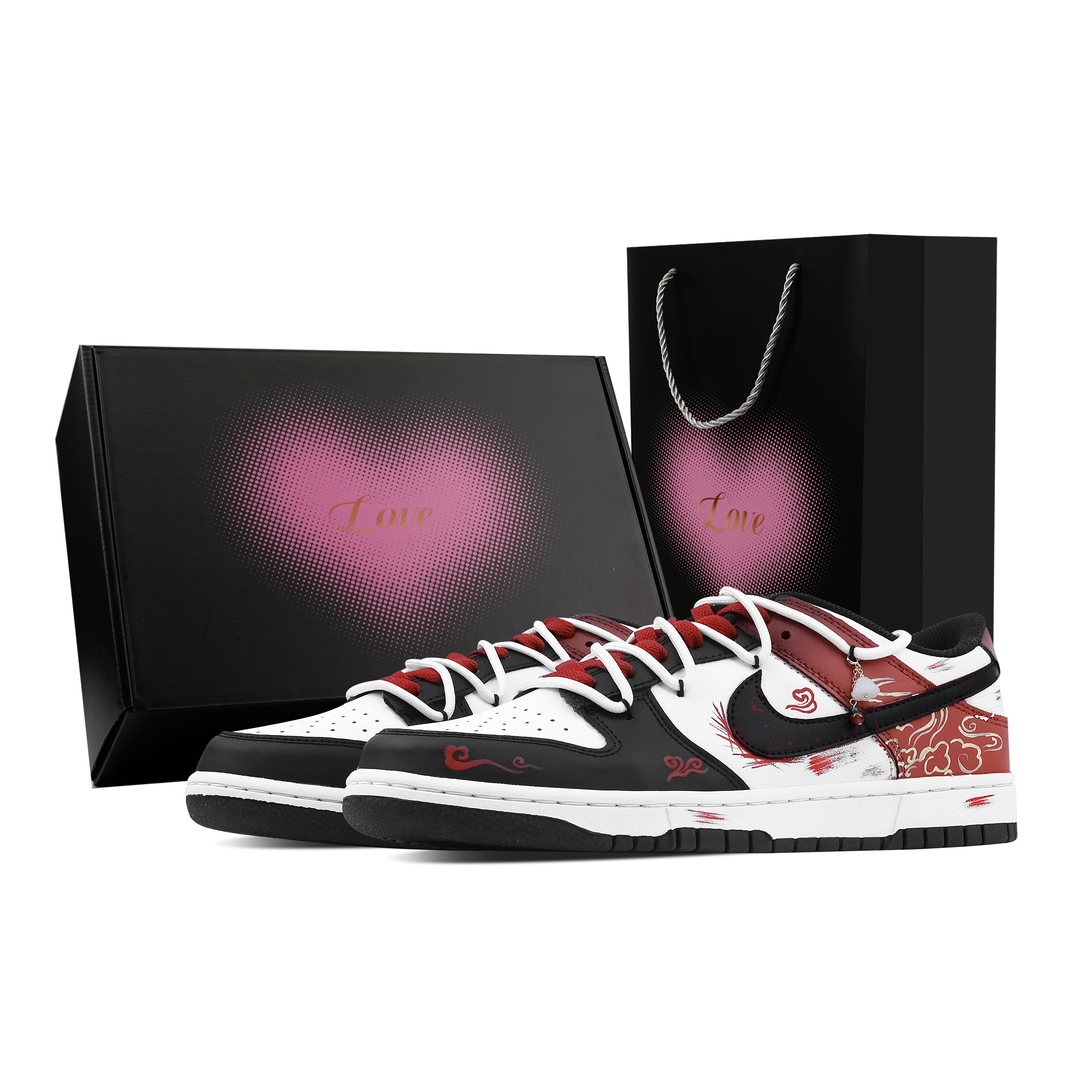 

Nike Dunk Scarlet Mist 1 Heart Box Slip Resistant Abrasion Resistant Low top Skateboard Shoes Unisex Black Red HF5441-100(Team773-1-) 42.5