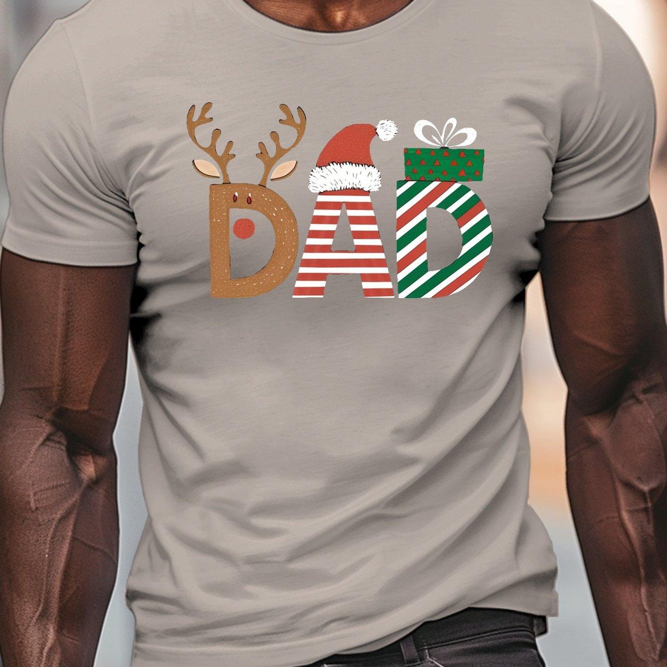 

Reindeer Santa Dad Christmas Graphic Print Mens Casual Cotton TShirt Festive Tee 4XL