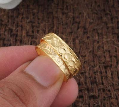 Spinner Band Handmade Designer Ring, Bohemian Ring, Spinner Ring, Unique Gift, Yellow Gold Ring, 925 Sterling Silver